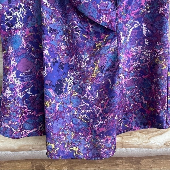 Coldwater Creek colorful faux wrap shawl neck sleeveless fitted blouse size S - Picture 11 of 16